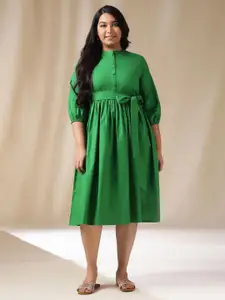 Janasya Plus Size Pure Cotton Fit & Flare Ethnic Dress
