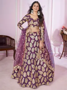 DIVASTRI Embellished Sequinned Semi-Stitched Lehenga & Unstitched Choli With Dupatta