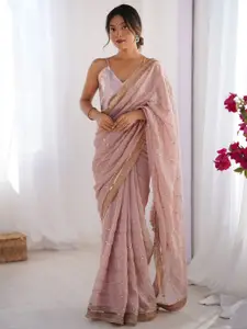 Saree mall Embellished Sequinned Organza Sarees