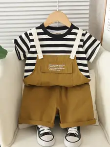 INCLUD Boys Striped Round Neck T-shirt With Shorts