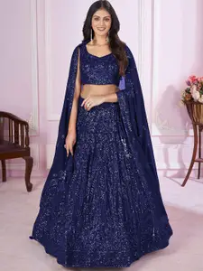 DIVASTRI Embellished Sequinned Semi-Stitched Lehenga & Unstitched Blouse With Dupatta