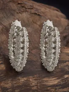 Kushal's Fashion Jewellery Rhodium Plated Zircon Embellished Bridal Circular Half Hoops