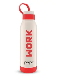 Pexpo Macho White Brand Logo Printed Stainless Steel Single Wall Vacuum Water Bottle-1 L