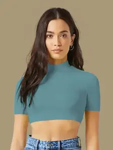 Dream Beauty Fashion Solid Ribbed Round Neck Regular Top