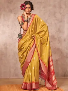 Anouk Woven Design Zari Tussar Saree With Unstitched Blouse Piece