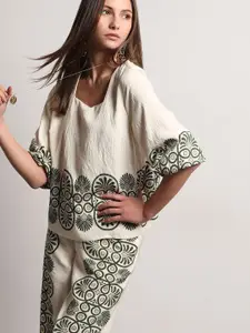 Vero Moda Women Tribal Print Square Neck Puff Sleeve Top