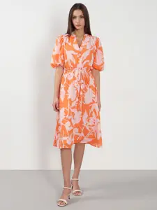 Vero Moda Print Puff Sleeve Fit & Flare Midi Dress