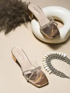 DressBerry Textured Party Block Sandals