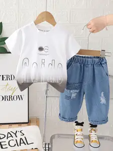 INCLUD Boys Ombre Round Neck T-shirt With Trousers