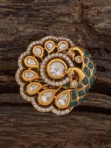 Kushal's Fashion Jewellery Embellished Bridal Victorian-Plated Kundan  Ethnic Finger Ring