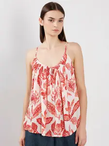 Vero Moda Abstract Printed Gathered or Pleated Shoulder Straps Regular Top