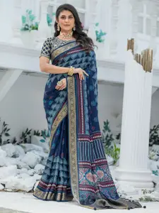 Saree mall modal Ajrak Printed Woven Design Zari Sungudi SareesWith Blouse Piece