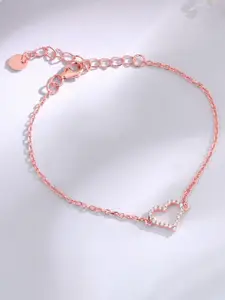 GIVA Kid's 925 Silver Rose Gold-Plated Heart Shaped  Zircons Studded Anklets