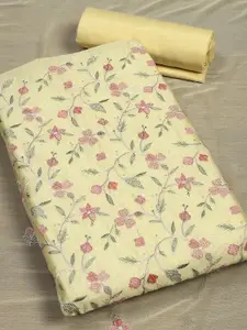 Biba Floral Embroidered Zari Work Unstitched Dress Material