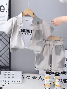 INCLUD Boys Printed Short Sleeves Shirt With T-Shirt And Shorts