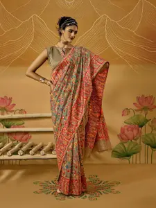 Anouk Floral Silk Cotton Saree