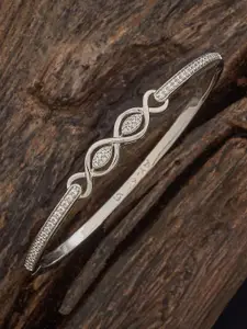 Kushal's Fashion Jewellery White Rhodium-Plated Party Zircon Kada Bangle