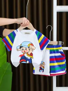 INCLUD Boys Printed Raglan Sleeves Graphic T-Shirt With Shorts