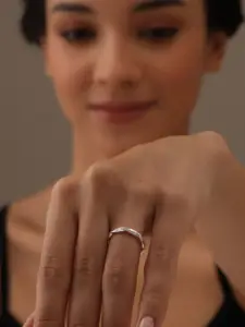 LeCalla 925 Sterling Silver-Plated Cubic Zirconia-Studded Finger Twisted Rope Ring