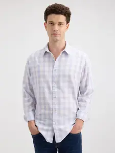 Pepe Jeans Grid Tattersall Checks Spread Collar Opaque Checked Casual Shirt