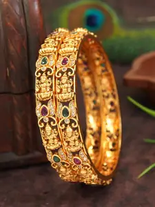SGA FASHION Set Of 2 Gold-Plated AD Studded Bangles