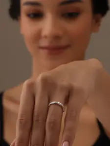 LeCalla 925 Sterling Silver-Plated Cubic Zirconia-Studded Finger Ring