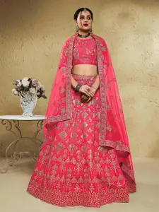 DIVASTRI Embroidered Semi-Stitched Lehenga & Unstitched Blouse With Dupatta
