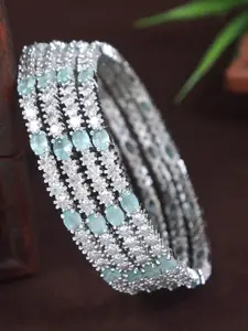 SGA FASHION Set Of 2 Silver-Plated American Diamond Studded Bangles