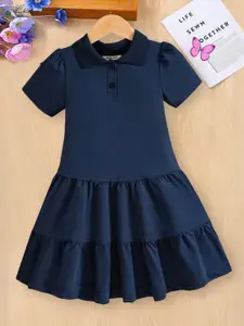 INCLUD Girls Shirt Collar Drop-Waist Midi Dress