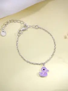 GIVA Kid's 925 Silver Rhodium-Plated Duck Anklets