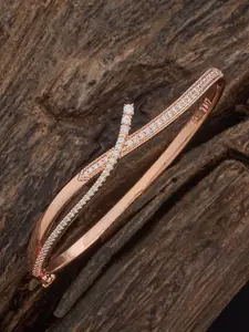 Kushal's Fashion Jewellery White Rose Gold-Plated Party Zircon Kada Bangle