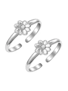LeCalla 925 Sterling Silver Rhodium-Plated Cubic Zirconia Studded Toe Rings