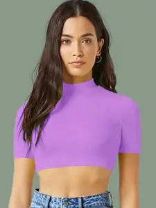 Dream Beauty Fashion Women High Neck Fitted Crop Top