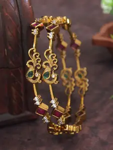 SGA FASHION SGA FASHIO Set Of 2 Gold-Plated AD Studded Bangles