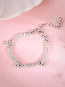 GIVA Kid's 925 Silver Rhodium-Plated Stone Studded & Beaded Anklets