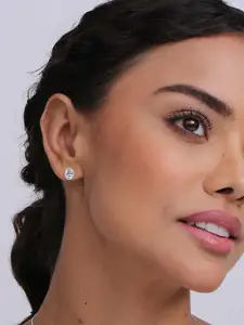 LeCalla 925 Sterling Silver-Plated Cubic Zirconia Studded Brilliance Sparkling Studs