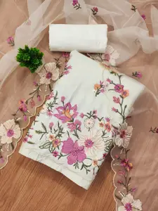 Panzora Floral Embroidered Zardozi Unstitched Dress Material