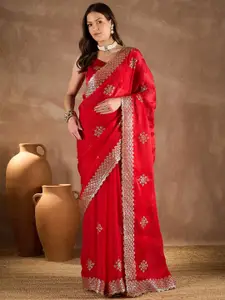 Saree mall Embellished Gotta Patti Pure Chiffon Sarees