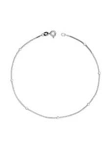 LeCalla 925 Sterling Silver-Plated Artificial Stones Studded And Beaded Anklet