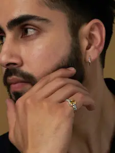 LeCalla 925 Sterling Silver-Plated Sapphire Zircon Stone-Studded Adjustable Finger Ring