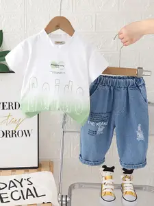 INCLUD Boys Ombre Round Neck T-shirt With Trousers