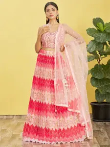 DIVASTRI Embroidered Sequinned Semi-Stitched Lehenga & Unstitched Blouse With Dupatta