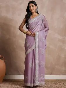 Saree mall Embellished Sequinned Pure Chiffon Sarees