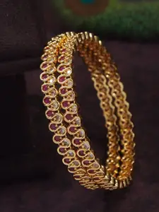 SGA FASHION SGA FASHIO Set Of 2 Gold-Plated AD Studded Bangles