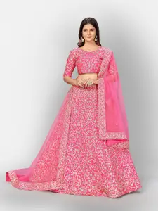 DIVASTRI Embroidered Thread Work Semi-Stitched Lehenga & Unstitched Choli With Dupatta