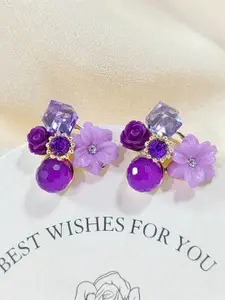 VAGHBHATT Rhinestone Studded Floral Shaped Studs