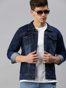Kaali Peeli Washed Spread Collar Outdoor Denim Jacket