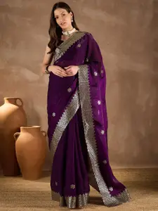 Saree mall Embellished Gotta Patti Pure Chiffon Sarees