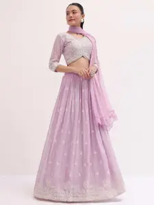 DIVASTRI Embroidered Thread Work Semi-Stitched Lehenga & Unstitched Blouse With Dupatta