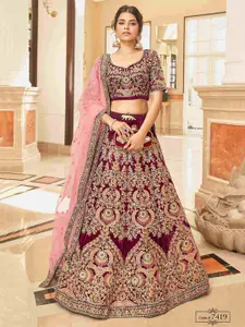 DIVASTRI Embroidered Thread Work Semi-Stitched Lehenga & Unstitched Blouse With Dupatta